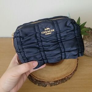 Coach BLACK Quilted Pouch bag Cosmetic Bag